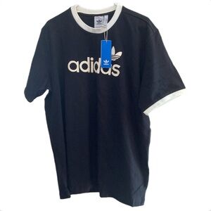 Adidas Logo Black and White Ringer Simple Originals Tee Size XL New With Tags